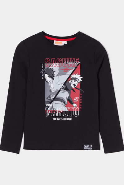 T-shirt manches longues Naruto Sasuke noir garçon
