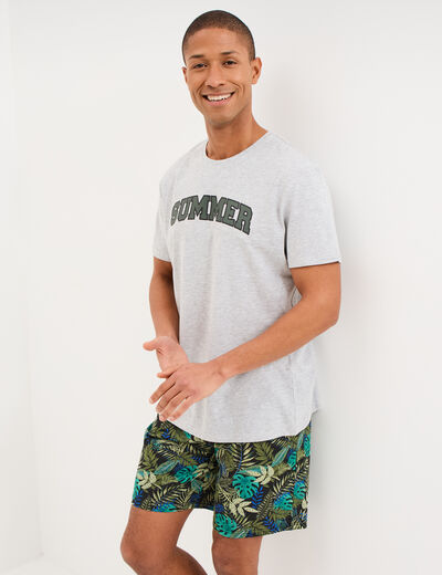 Ensemble pyjama short et t-shirt coton gris clair homme