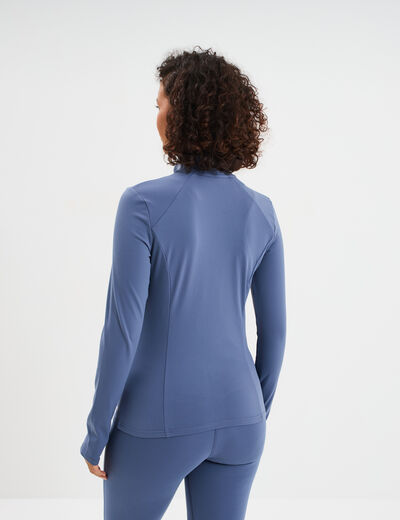 Veste de sport ajust&eacute;e avec fermeture bleu fonc&eacute; femme