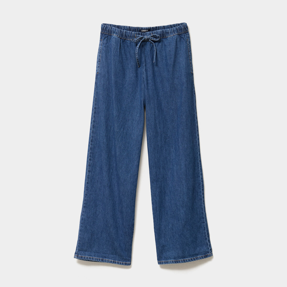 Jeans wide leg taille élastiquée Creeks denim stone femme