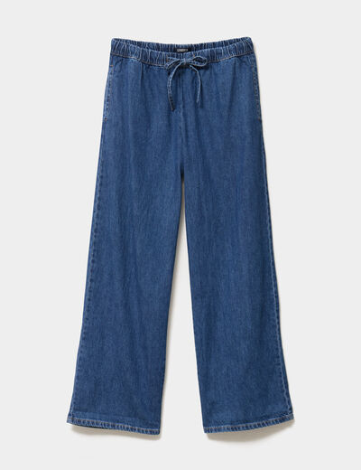 Jeans wide leg taille élastiquée Creeks denim stone femme