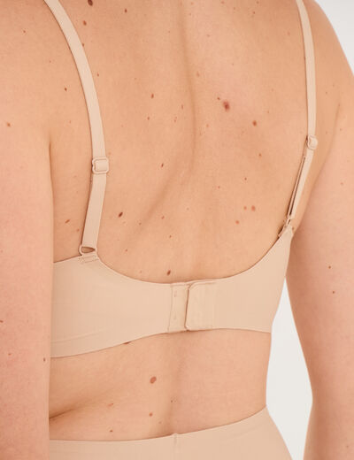Soutien-gorge brassi&egrave;re bandeau padd&eacute; beige femme