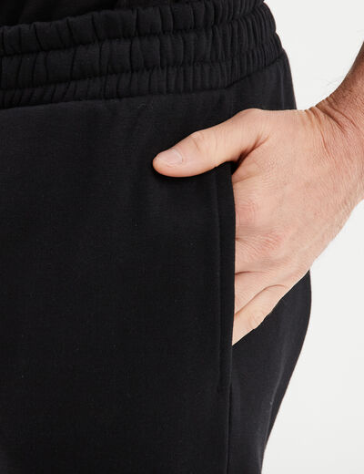 Pantalon jogging droit molleton noir homme