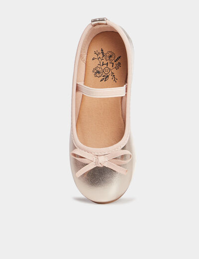 Ballerines bride élastiquée jaune or fille