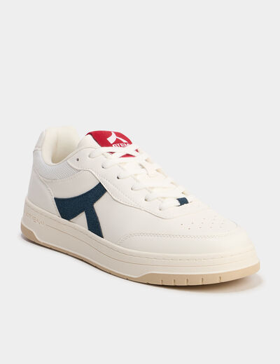 Tennis basses &agrave; lacets semelle plate multicolore homme