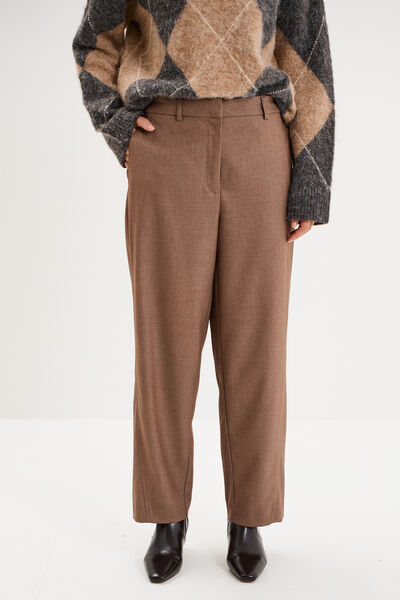 Pantalon barrel taille haute 7/8&egrave;me beige femme