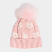 Bonnet avec pompon fausse fourrure rose fille
