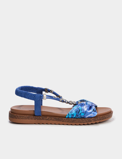 Sandales avec bride effet foulard bleu femme