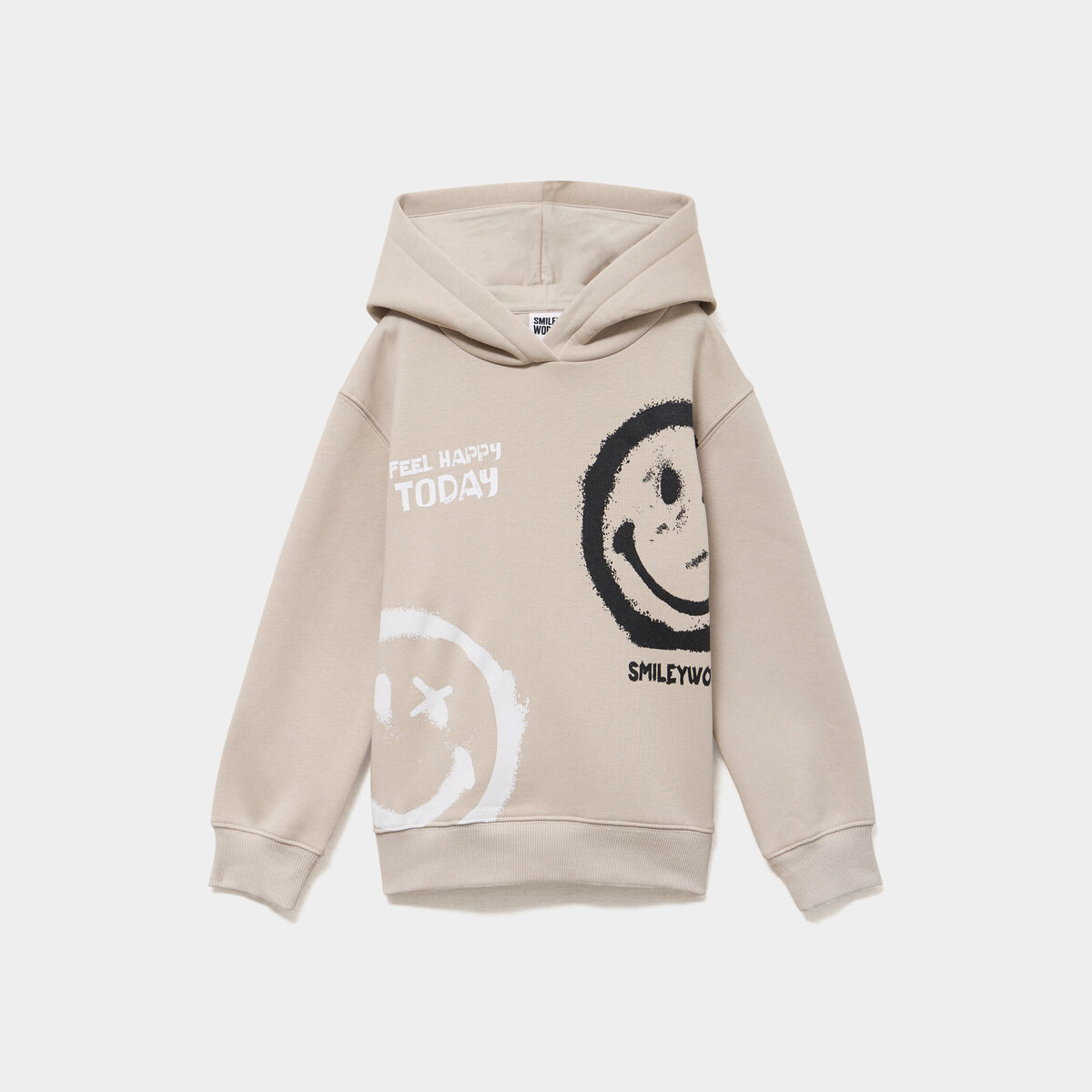Sweat hoodie &agrave; capuche Smiley World blanc gar&ccedil;on