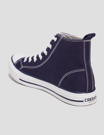 Baskets à lacets montantes en toile bleu marine homme