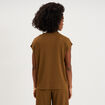 T-shirt gaufr&eacute; col rond avec boutons beige femme