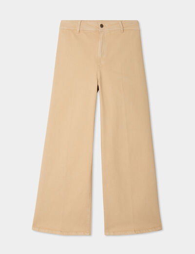 Pantalon large 7/8ème coton sable femme