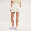 Short mom 5 poches coton ecru femme