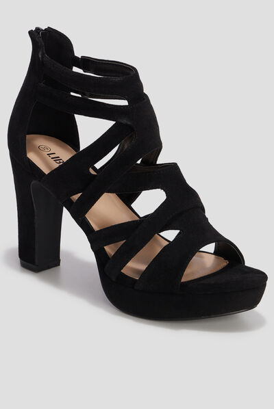 Sandales à talons avec brides noir femme