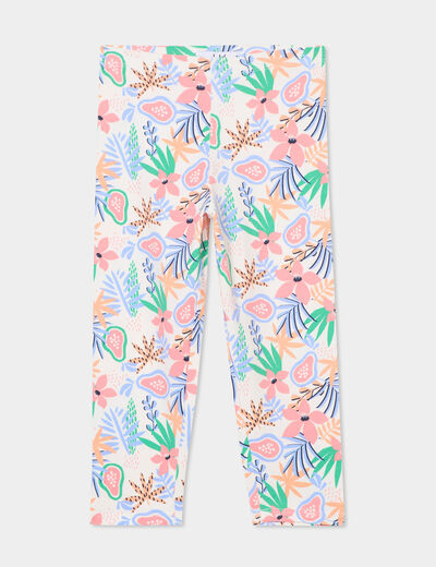 Legging 3/4 élastiqué coton ecru fille