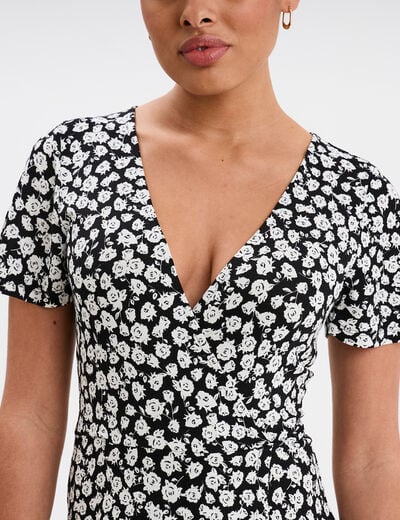 Robe patineuse manches courtes noir femme