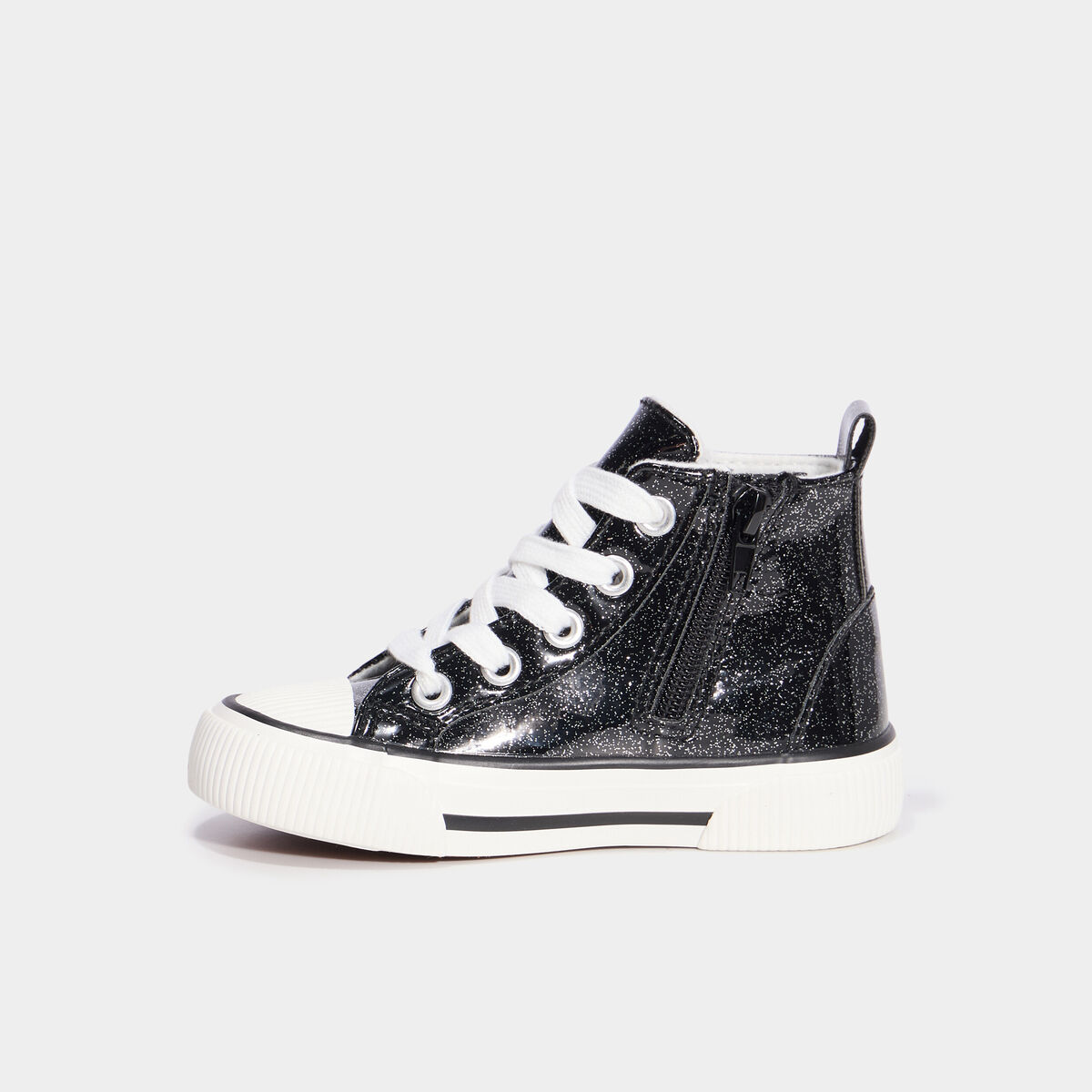 Baskets zipp&eacute;es montantes bout renforc&eacute; noir fille