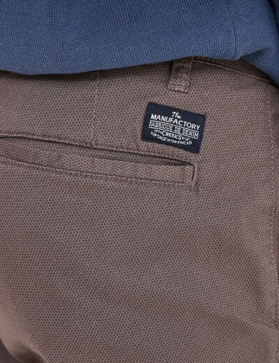 Pantalon chino slim stretch taupe homme