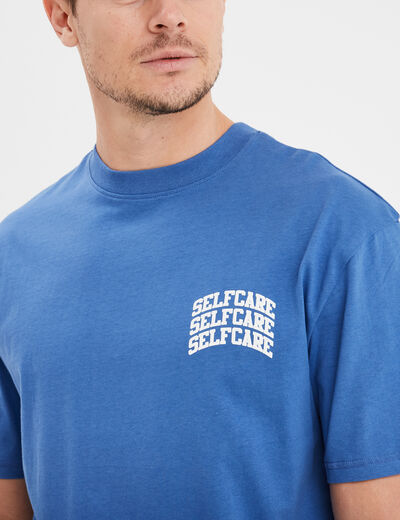 T-shirt oversize manches courtes coton bleu roi homme