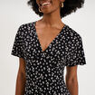 Robe fluide en maille longueur genou noir femme