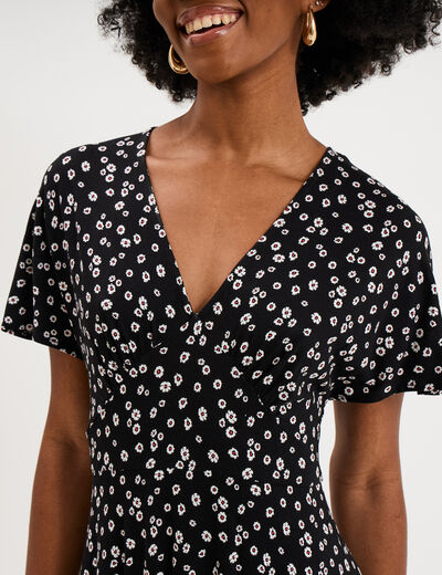 Robe fluide en maille longueur genou noir femme