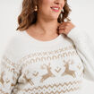 Pull de No&euml;l manches longues ivoire femme grande taille