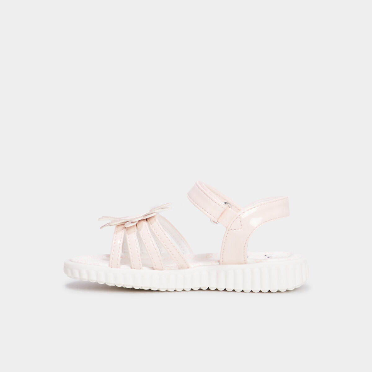 Sandales &agrave; scratchs avec fleurs rose fille
