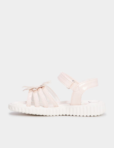Sandales à scratchs avec fleurs rose fille