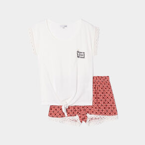 ensemble pyjama 2 pieces t shirt a noeud marron femme Ensemble pyjama 2 pièces t-shirt à noeud marron femme