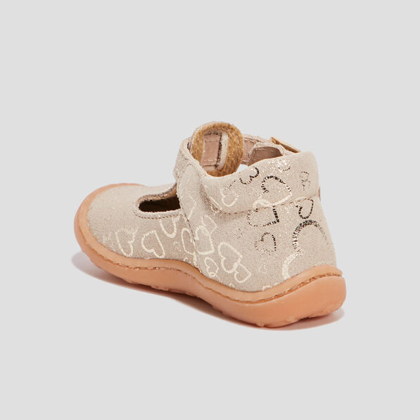 salomes en cuir jaune or bebef Salomés en cuir jaune or bébé fille