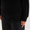 Pull col rond dentelle &agrave; la taille noir femme