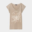 T-shirt coton col en V manches courtes vert kaki femme
