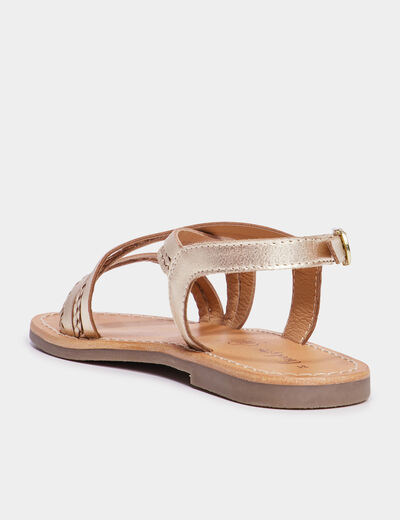 Sandales brides tressées en cuir Creeks jaune or fille