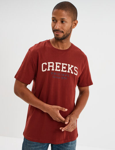 T-shirt droit manches courtes coton rouge foncé homme