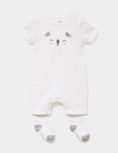 Ensemble combinaison short chaussettes blanc b&eacute;b&eacute;