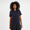 T-shirt col rond manches courtes coton bleu fonc&eacute; femme
