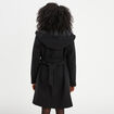 Manteau long ceintur&eacute; &agrave; capuche noir femme