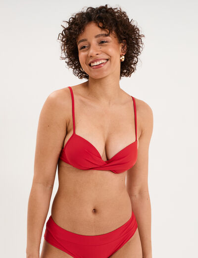 Haut de maillot de bain push up armatur&eacute; rouge fonc&eacute; femme