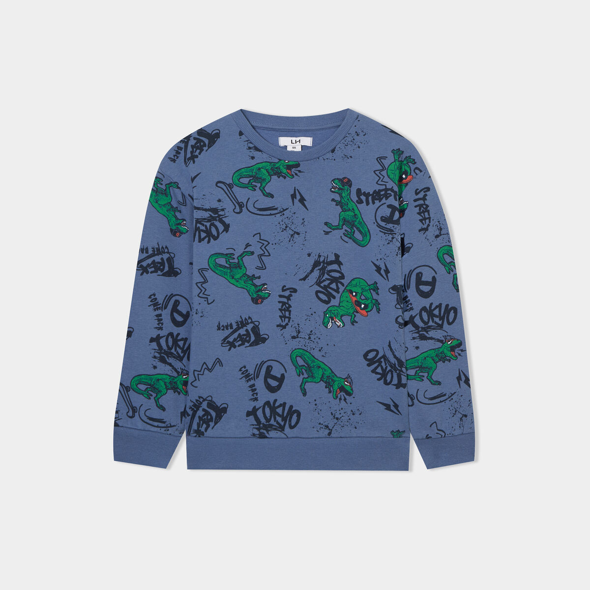 Sweat col rond manches longues bleu pétrole garçon
