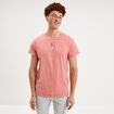 T-shirt col tunisien manches courte vieux rose homme