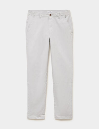 Pantalon chino droit stretch gris clair homme