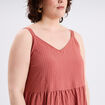 Robe longue bretelles vieux rose femme grande taille
