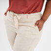 Pantacourt chino lin mélangé beige femme grande taille