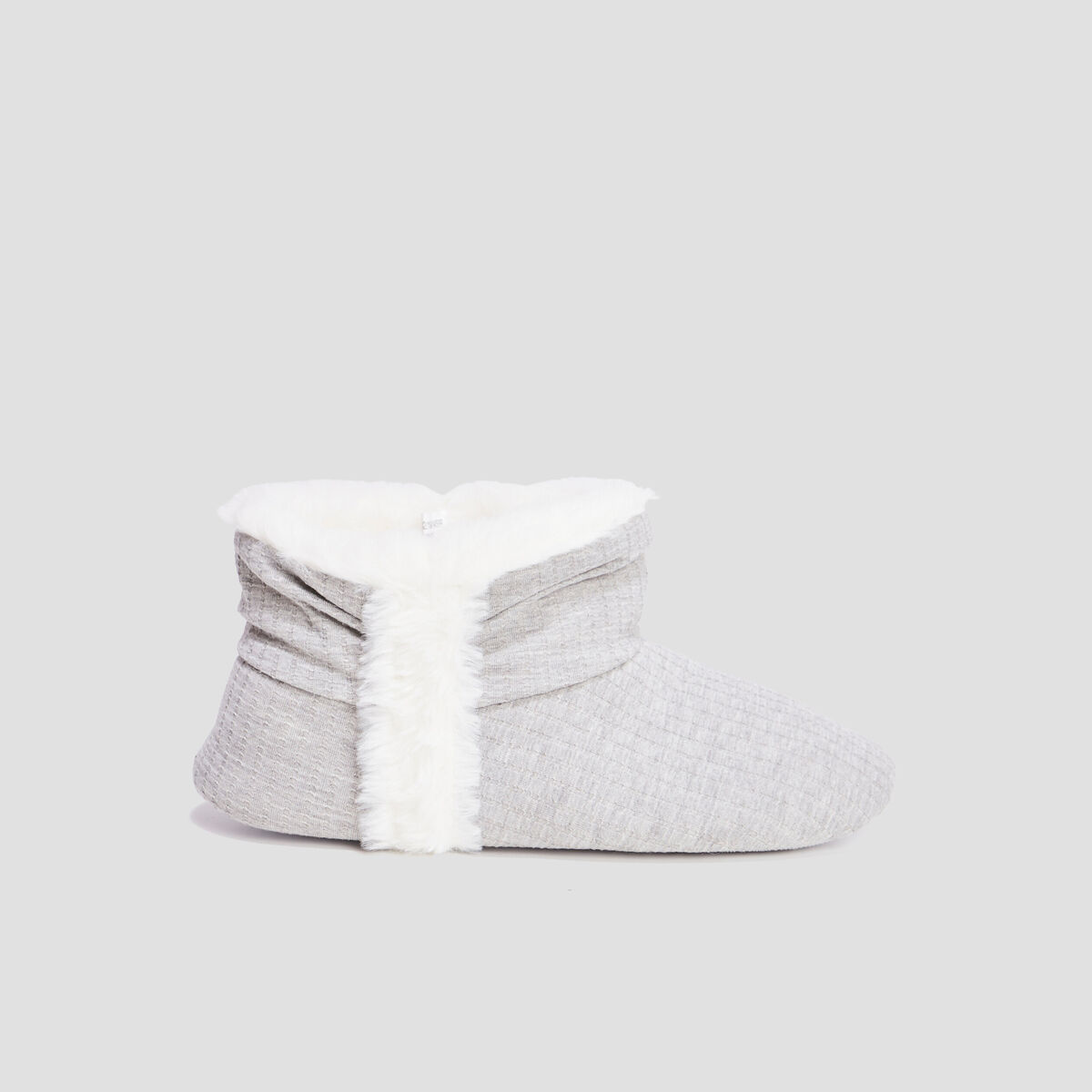 Chaussons bottines fourr&eacute;es gris femme