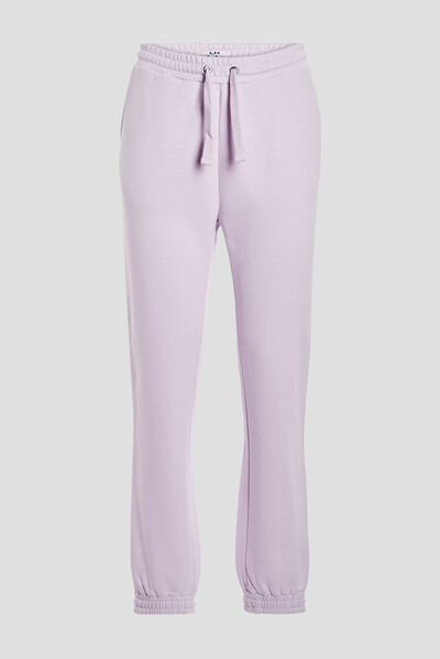 Pantalon jogging droit molleton violet clair femme