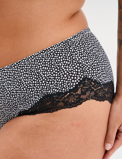 Shorty microfibre empi&egrave;cements dentelle noir femme grande taille