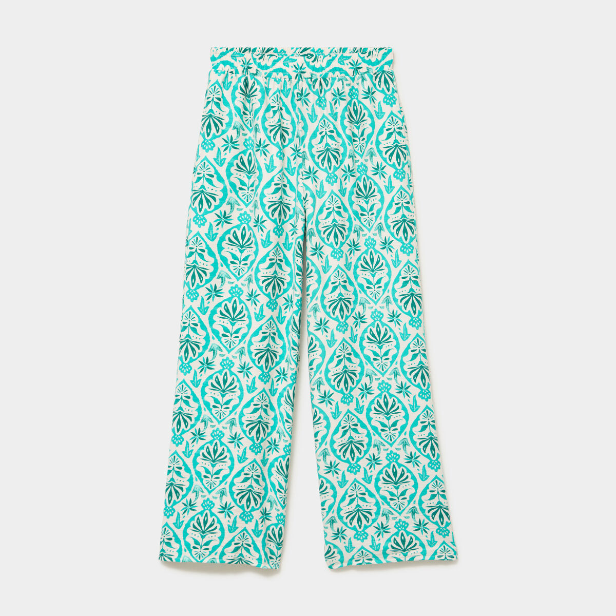Pantalon large fluide taille &eacute;lastiqu&eacute;e ecru femme