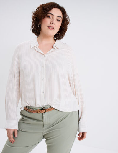 Chemise manches longues beige femme grande taille
