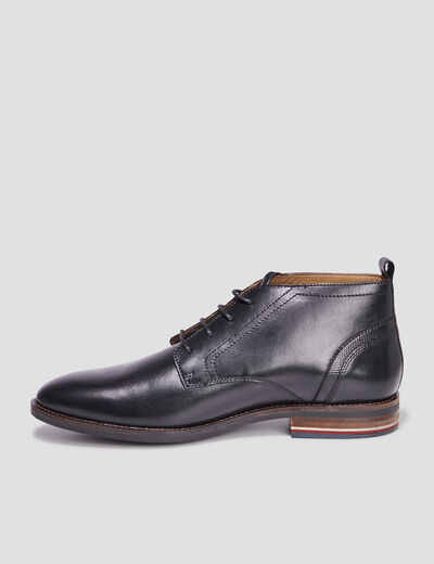 Boots à lacets en cuir noir homme