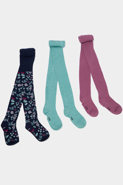 Lot 3 collants multicolore fille